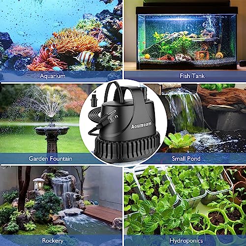 800GPH Submersible Water Pump, 40W Water Fountain Pump, Aquarium Pump, 3000L/H Water Pump with 7ft Power Cord for Garden Fountain, Water Table, Waterfall, Fish Tank, Pond, Hydroponics - size: 40W-800GPH