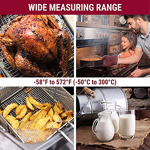 TempPro Digital Meat Thermometer with Temperature Indicator, Instant Read Food Thermometer with Pop-up Meat Probe and Backlight for Oil Deep Fry Smoker BBQ Grill Kitchen Candy (Previously ThermoPro) - color: Pitch-black