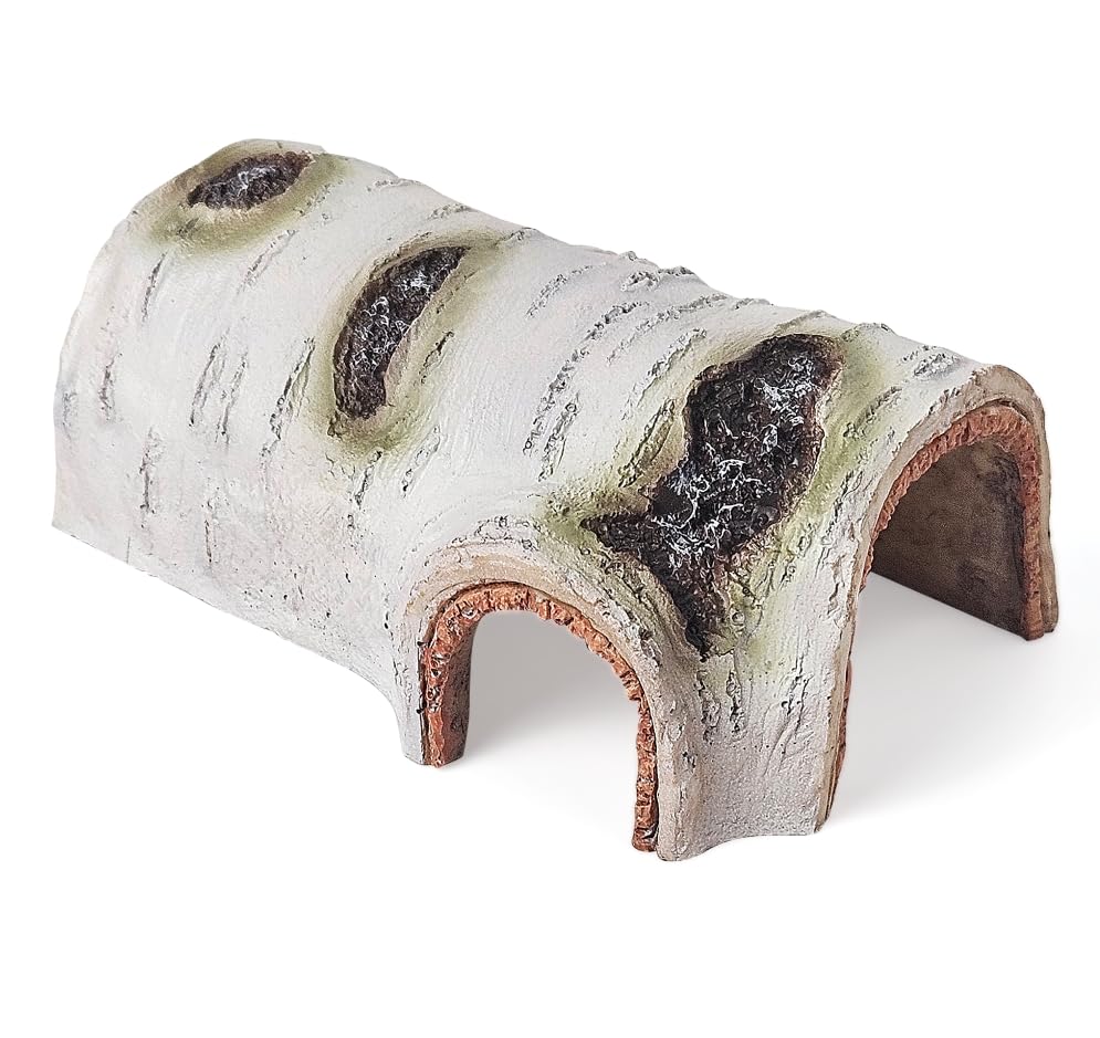 Natural Reptile Hide Basking Platform, Birch Tree Bark Trunk Habitats Decor | Reptile Hides and Caves, Aquarium Decoration Wood for Lizard Geckos Snake Spiders Frogs Turtle Shrimp Betta