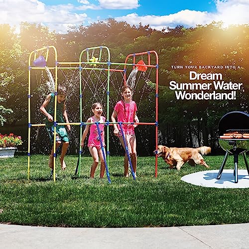 Backyard Waterpark with Splash Wheel, Dump Buckets for Kids Outdoor Water Play