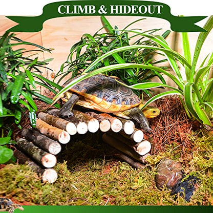 HERCOCCI Bearded Dragon Tank Accessories, 9Pcs Reptile Plants Vines Hammock | Flexible Bridge with Suction Cups Terrarium Habitat Décor for Snake Gecko Lizard Chameleon