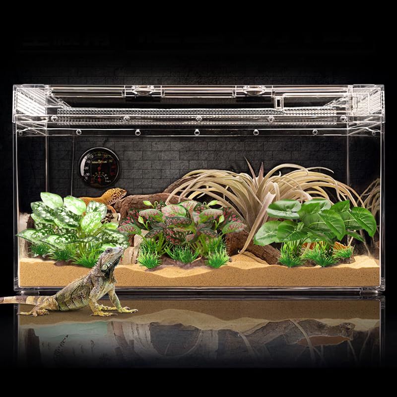 2Pcs Reptile Artificial Plants, Terrarium Plants Decorations, Aquarium Fish Tank Plant, Amphibian Habitat Hideout (Style-3) - color: Style-3