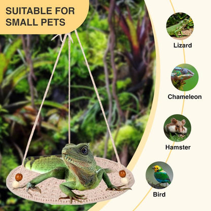 Reptile Hammock, Reptile Hammock Swing Hanging Bed for Bearded Dragon Lizard Snake Gecko Chameleon Parrot Hamster Small Pets （9.8"*17.7" White） - color: White