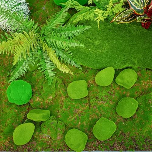 12 Pcs Artificial Moss Rocks (6 Sizes) Fake Rocks, Moss Balls, Faux Moss - Perfect for Flower Arrangements, Gardens, DIY Crafts, and Aquarium Plants Decorate