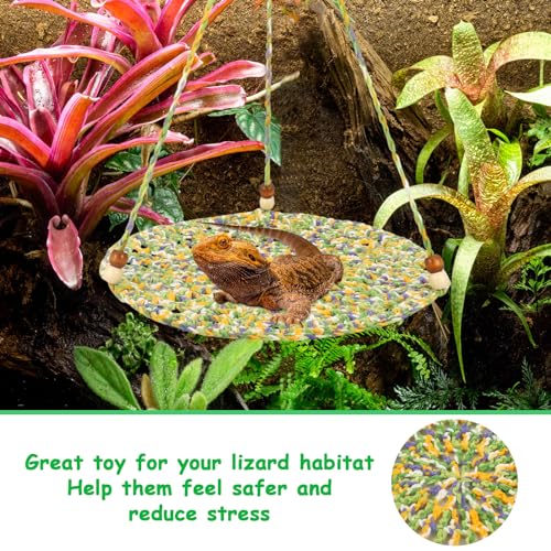 Jspupifip Reptile Hammock Bearded Dragon Accessories Hanging Hammock Green | Small Pet Habitat Shelter Cage Accessories for Chameleon Birds Rats Hamster Iguana - color: Green