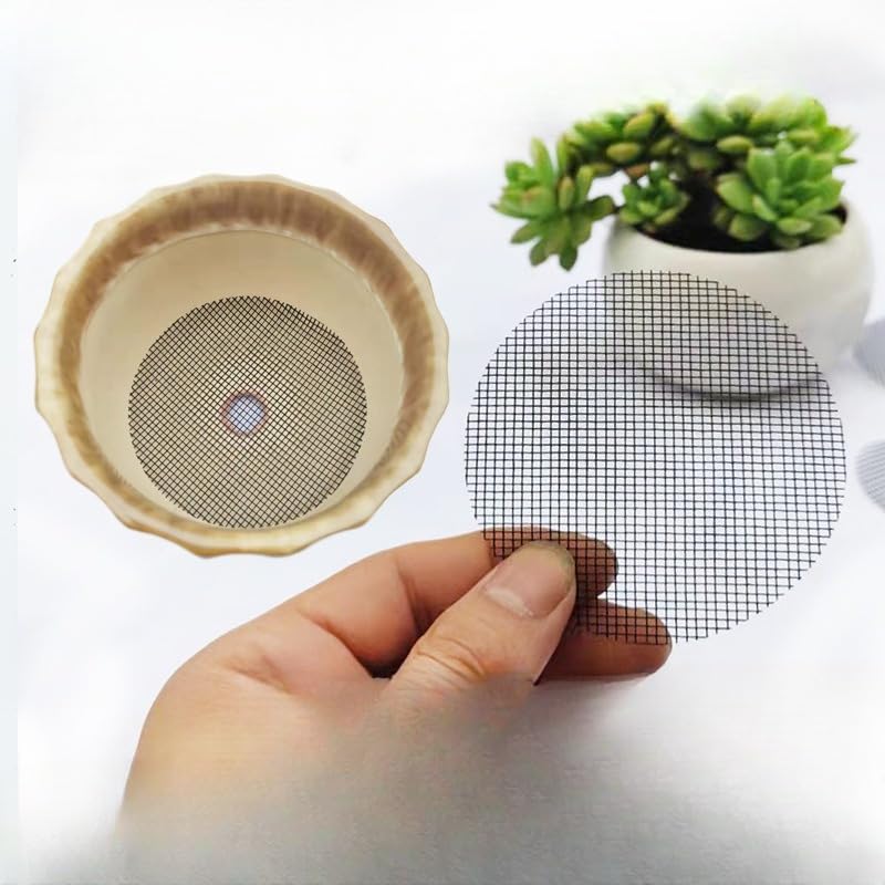 20Pack 4 Inch Plant Pot Hole Mesh Pads Drainage Hole Cover Prevent Soil Loss Bonsai Grid Mat for Terrariums Pots Planters Indoor Outdoor Use