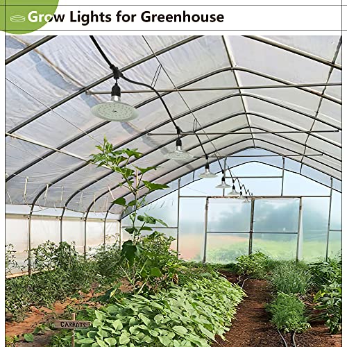 Outdoor LED Grow Light with Timer, 6-Bulbs Full Spectrum Grow Light Strip, Waterproof Plant Lamps, UL Certified String Grow Lights for Greenhouse Garden, 21.3FT Light for Veg Seedling Flower - size: 6 Light with Timer
