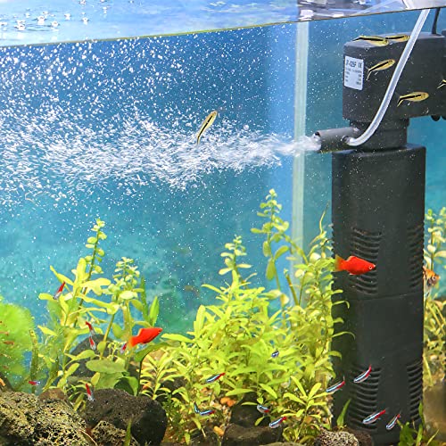 Fish Tank Filter Small Pond Filter for 100-200 Gal. Tank Crystal 420GPH Biochemical Filtration Powerful Submersible Water Pump Large Aquarium Accessories Air Supply - size: JP-025F(420GPH)for 100-200 Gallon Tank