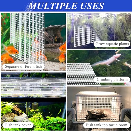 8 Pcs Aquarium Fish Tank Divider, Plastic Egg Crate, Aquarium Filter Bottom Tray, Fish Tank Isolation Board, Fish Tank Separator with 10 Pcs Suction Cups, 11.8 × 11.8 in