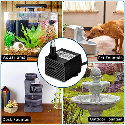 3W 50GPH Mini Submersible Water Pump, Small Fountain Pump for Pond, Aquariums, Fish Tank, Tabletop Fountain, Pet Fountain, Indoor or Outdoor Fountain (AC Powered)