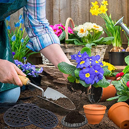 120pcs Plastic Flower Pot Hole Mesh PadRound Bonsai Pot Bottom Grid Mat