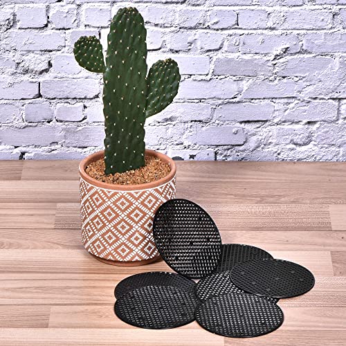 MECCANIXITY Flower Pot Hole Mesh Pad 4 Inch Bonsai Plant Bottom Round Plastic Soil Grid Screen Mat, Black Pack of 20 - size: 4"