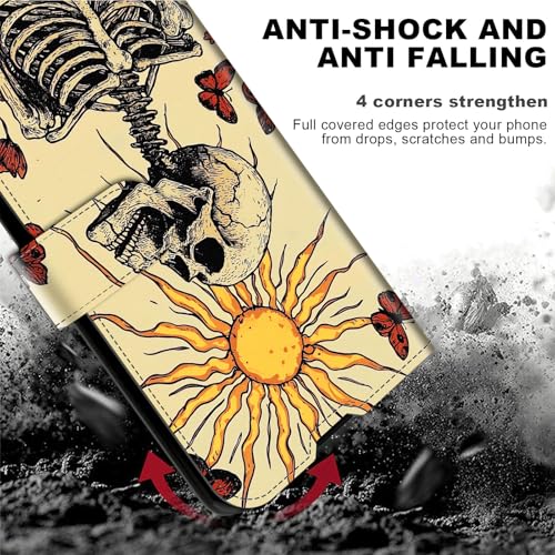 for Cricket Outlast 5G 2024 Wallet case with RFID Blocking Credit Card Holder Kickstand, Folio Flip PU Leather Shockproof Protective Cover for AT&T Motivate Pro 5G, Skeletal Figure - color: Skeletal Figure