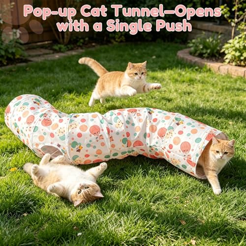 Cat Tunnel with Cat Toy Ball, Collapsible S Shape Cat Tunnel, Cat Tunnels for Indoor Cats, Foldable Cat Tunnel Cat Tube Toys for Bunny, Guinea Pig, Ferrets, Puppy - color: Tunnel