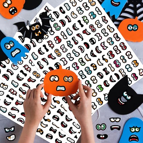1200Pcs Halloween Stickers, Cartoon Eyes Mouth Sticker Pumpkin Face Stickers for Halloween DIY Art Craft Party Decorations - style: Halloween Eyes Mouth