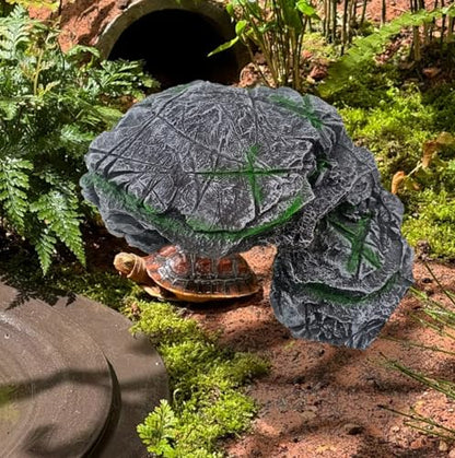 kathson Turtle Basking Platform,Resin Bearded Dragon Basking Platform Reptile Habitat Cave Climbing Ramp Turtle Tank Decoration for Leopard,Geckos,Lizards,Turtles,Snakes,Frogs,Newts - style: hideout