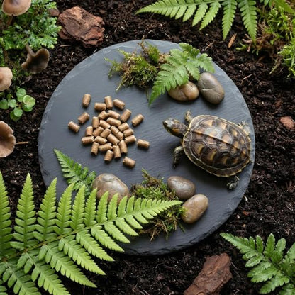 Reptile Basking Platform 6" Round Slate Rock Plate, Natural Tortoise Feeding Bowl Resting Stone for Bearded Dragon Turtle Lizard Gecko