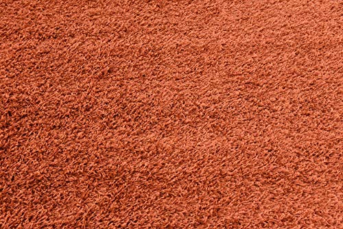 Unique Loom Solid Shag Collection Area Rug (8' Square, Terracotta) - color: Terracotta, size: 8' x 8' (Square)