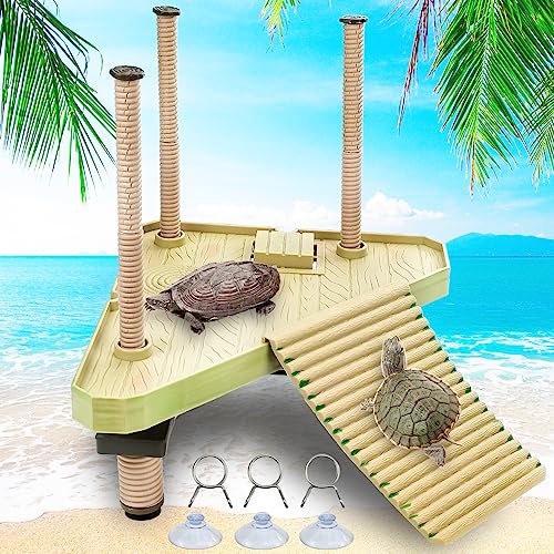 Keedolla Floating Turtle Pier and Basking Platform, Turtle Basking Platform Ramp Tortoise Reptile Floating Docks Climbing Ladder for Crabs, Frogs, Newts, Salamanders - Medium - size: Medium - 20 gallon or larger fish tank