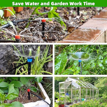 240FT DIY Automatic Drip Irrigation System Kit for Garden | Plant Watering for Greenhouse Patio Lawn, Adjustable Emitters, 5/16" & 1/4" Tubing