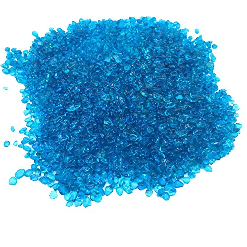 2 Pounds Landscape Glass Pebble Gravel Sand Fit for Aquariums Succulent Plants Terrarium Landscape, Natural Blue