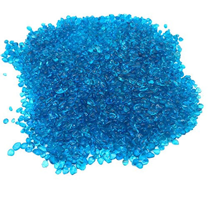2 Pounds Landscape Glass Pebble Gravel Sand Fit for Aquariums Succulent Plants Terrarium Landscape, Natural Blue