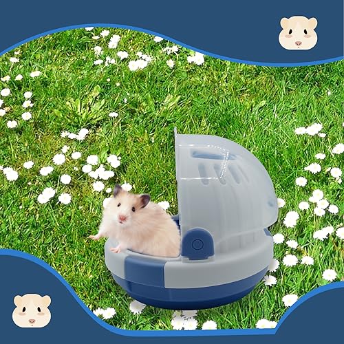 Hamster Carrier Cage Portable Cages Small Animals Carry Travel Case with Water Bottle Plastic Breathable Guinea Pig Outgoing Cage for Dwarf Hamster Ferret Chinchillas Hedgehog (Blue) - color: 【Blue】