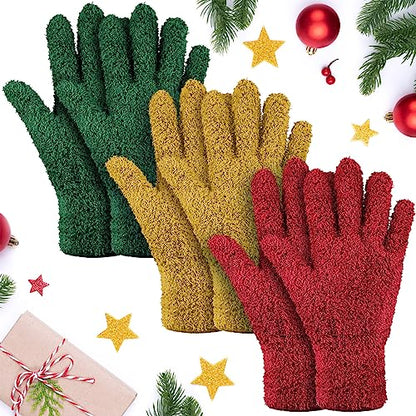 Patelai 3 Pairs Microfiber Dusting Gloves for Plants Leaf, Medium | Brown, Dark Green, Dark Red, Plant Cleaning Gloves, Reusable Washable Gloves,House Furniture Blinds Dusting - color: Brown, Dark Green, Dark Red, size: Medium