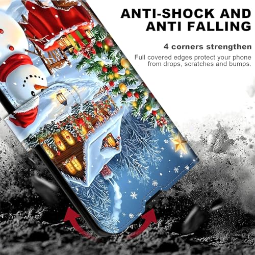 for Cricket Outlast 5G 2024 Wallet case with RFID Blocking Credit Card Holder Kickstand, Folio Flip PU Leather Shockproof Protective Cover for AT&T Motivate Pro 5G, Snowy Christmas - color: Snowy Christmas