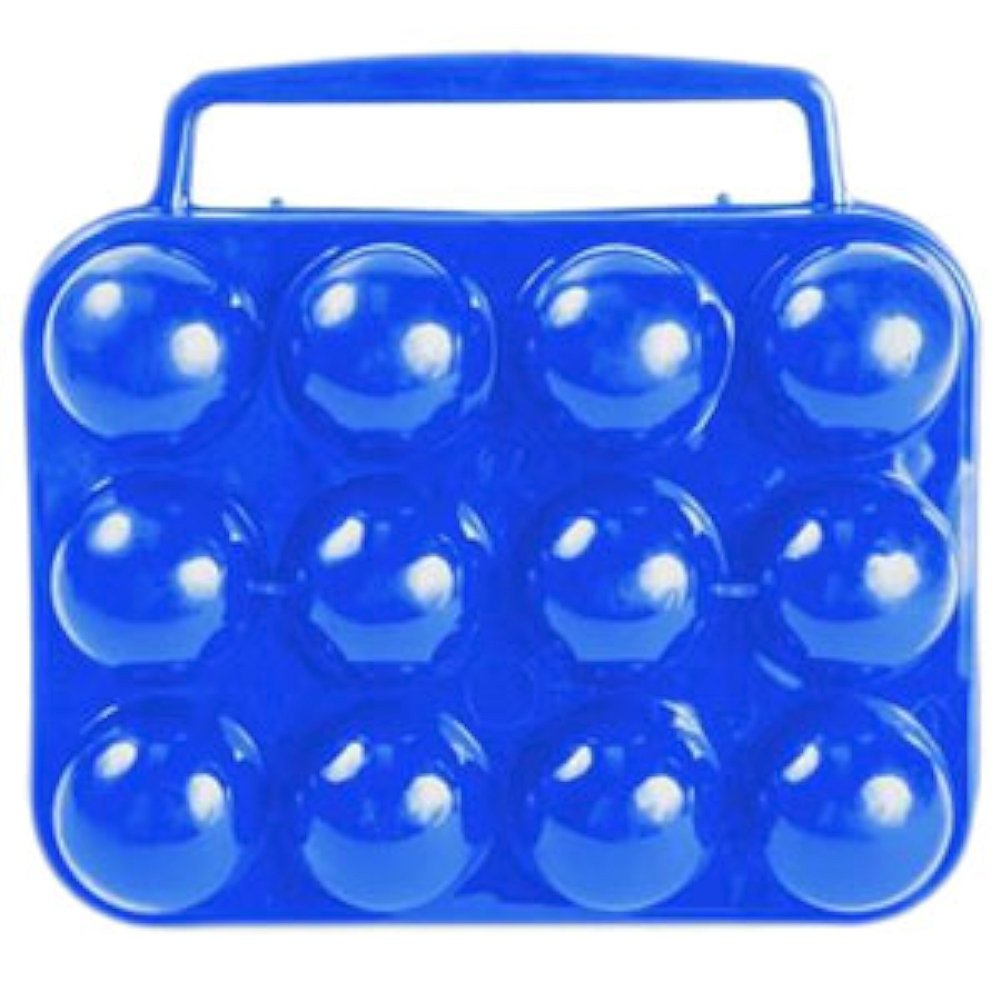 Camco Egg Carrier Holder with Built-in Handle | Ideal for RVing, Camping, Tailgating, Picnics, Road Trips and More | Safely Carry Up to 12 Eggs | Blue (51015)