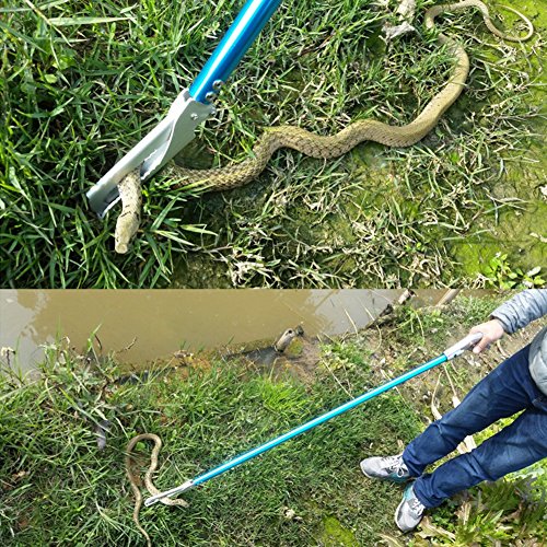 47'' Snake Tong Reptile Grabber Rattle Snake Catcher Wide Jaw Handling Tool with Lock and Comfortable Grip Handle All-Aluminum Alloy Professional - style: 47inch Snake Tong