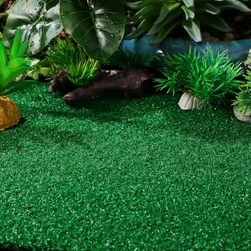 DECHOUS Artificial Grass Turf Turtle Basking Platform Simulated Aquatic Grass Lawn Turf for Turtle Tank, Aquarium, Fish Tank, Reptile Ramp Resting Basking, 19.7x9.8 Inch