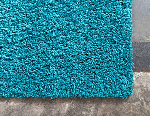 Unique Loom Solid Shag Collection Area Rug (2' 2" x 3' 1" Rectangle, Deep Aqua Blue) - color: Deep Aqua Blue, size: 2'2" x 3'1" (Rectangular)