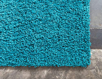 Unique Loom Solid Shag Collection Area Rug (2' 2" x 3' 1" Rectangle, Deep Aqua Blue) - color: Deep Aqua Blue, size: 2'2" x 3'1" (Rectangular)