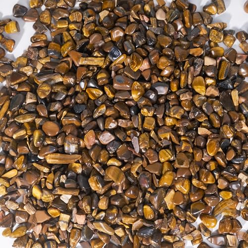 Yellow Tiger Eye Chips Bulk 1lb, 1200+ Pieces, 5-8mm Natural Gemstones - color: Yellow Tiger Eye, size: 1LB