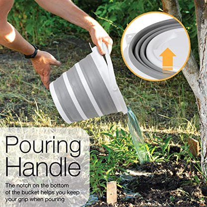 Brookstone Collapsible Bucket, Foldable Cleaning Bucket with Handle, Household Essentials Cleaning Basin and Dust Mop Bucket, Collapsible Wash Basin for Car Cleaning, [2.6 Gal. 10L] Round, White - color: White, Round, size: 2.6 Gallon