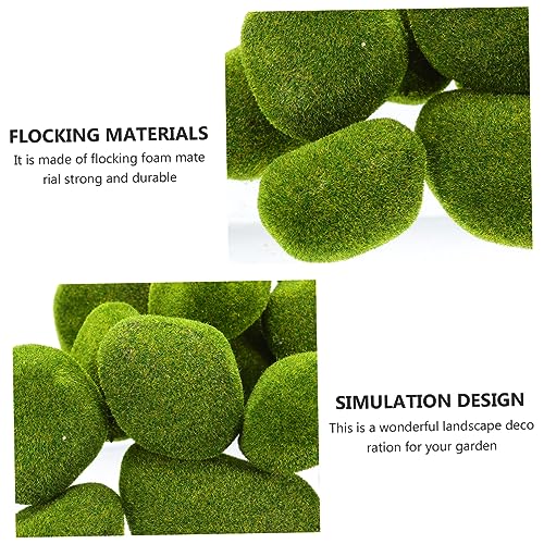 jojofuny 13pcs Artificial Stone Decoration Faux Balls for Decoration Fake Moss Sphagnum Terrarium Preserved Home Accessories Ornament Fairy Garden Decor Moss Stone Green Foam
