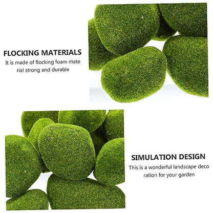 jojofuny 13pcs Artificial Stone Decoration Faux Balls for Decoration Fake Moss Sphagnum Terrarium Preserved Home Accessories Ornament Fairy Garden Decor Moss Stone Green Foam