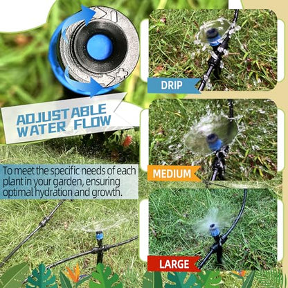 10PCS Push-to-Connect Drip Irrigation Emitters for 1/4 inch Irrigation Tubing, Two-Way Connection Adjustable Vortex Drip Emitters with Stake, Irrigation Dripper Sprinklers for Drip Irrigation System - size: 10PCS Two-Way Drip Irrigation Vortex Emitters