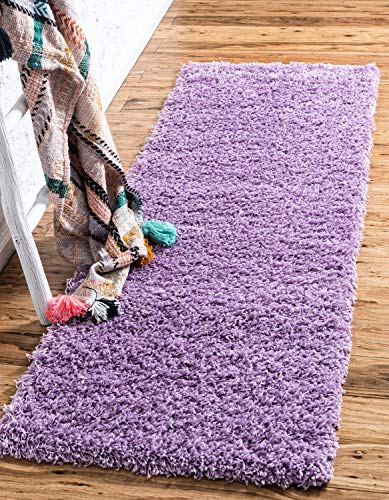 Unique Loom Solid Shag Collection Area Rug (2' x 6' 5" Runner, Lilac) - color: Lilac, size: 2' x 6'5" (Runner)