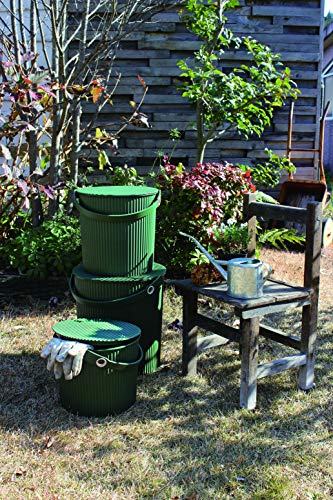 Hachimankasei Garden Tool Bucket with Lid, 3.2 gal (10 L), Green
