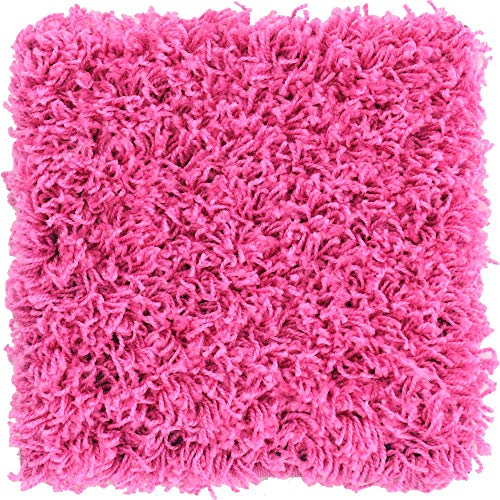 Unique Loom Solid Shag Collection Area Rug (1' Square, Taffy Pink) - color: Taffy Pink, size: 1' x 1' (Square)