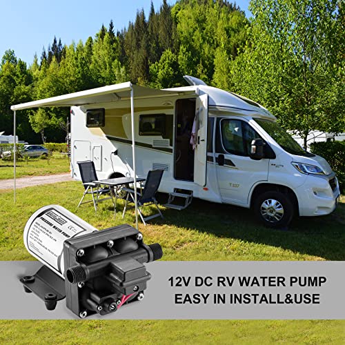RV Water Pump 12 Volt DC 5.0GPM 55PSI Replacement For 4008-101-A65 Water Pump Self Priming Diaphragm Pump with Pressure Switch for RV Kitchen Bathroom Marine Yacht Garden Camper Water Pumps - color: Plastic