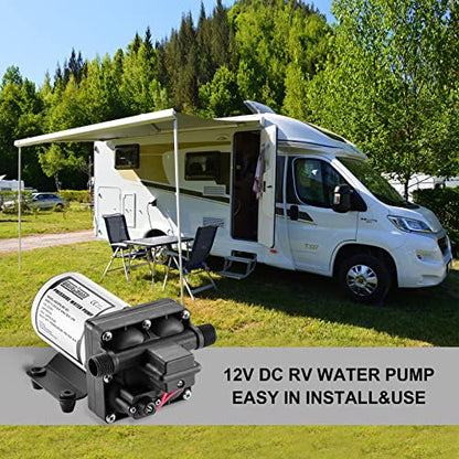 RV Water Pump 12 Volt DC 5.0GPM 55PSI Replacement For 4008-101-A65 Water Pump Self Priming Diaphragm Pump with Pressure Switch for RV Kitchen Bathroom Marine Yacht Garden Camper Water Pumps - color: Plastic