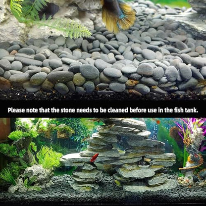 2.4LB River Rocks Mexican Beach Pebbles for Garden Landscape Stone Paving Stone Grey (1Inch) - size: 2.4LB, style: Medium