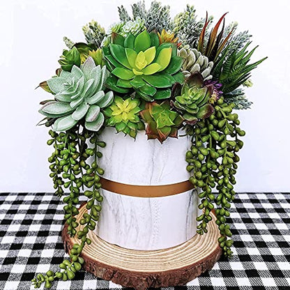 Winlyn 6 Pcs Unpotted Fake Succulents Assorted Faux Succulent in Different Green Artificial Hanging Succulents Textured Faux Succulent Pick Hanging String of Pearls Plant for Wedding Centerpieces