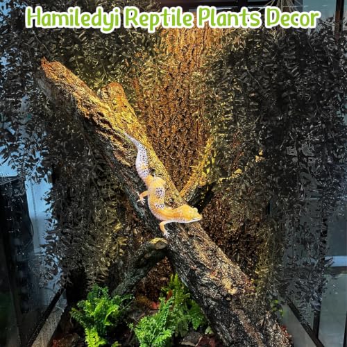 Hamiledyi Reptile Plants Hanging Terrarium Plants 2 Pack Fake Artificial Leaves with Suction Cup for Snake, Lizard, Chameleon (Black) - color: 2 Pcs Black Reptile Plants