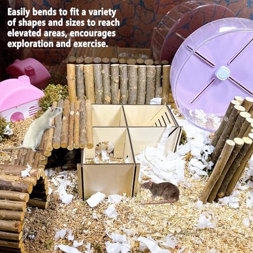 kathson 4PCS Hamster Wooden Bridge Toys,11.02" L x 6.09" W Large Climbing Toy,Rat Ladder,Small Animal Chew Toys,Wood Hideout Tunnel for Chinchillas Guinea Pig Gerbils Ferret Syrian Hamster Squirrel - color: 4pcs