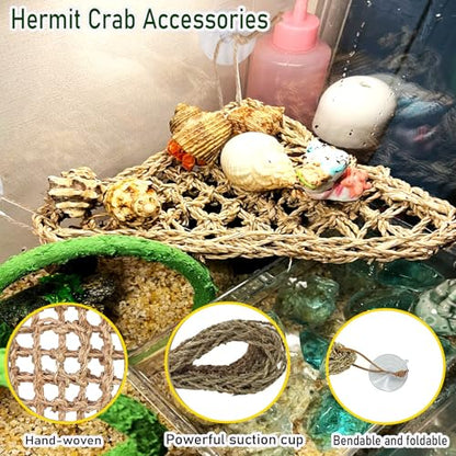 Hermit Crab Ladder Climbing Toy|Hermit Crab Decoration Tank Accessories，Reptile Habitat Decor with Climbing Hammock Toys for Leopard Gecko，Lizards, Tarantulas