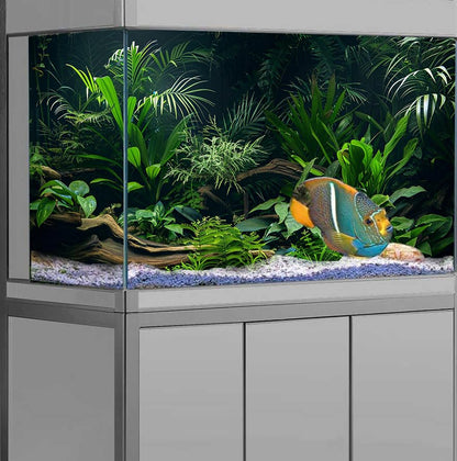 Aquarium Background, Aquatic Plant River Bed & Lake Tropical Undersea Tree Branch Fish Tank Background, 6 EVA Double-Sided Tapes 36x18 inches/90x45 - color: Fish, size: 36"L x 18"W